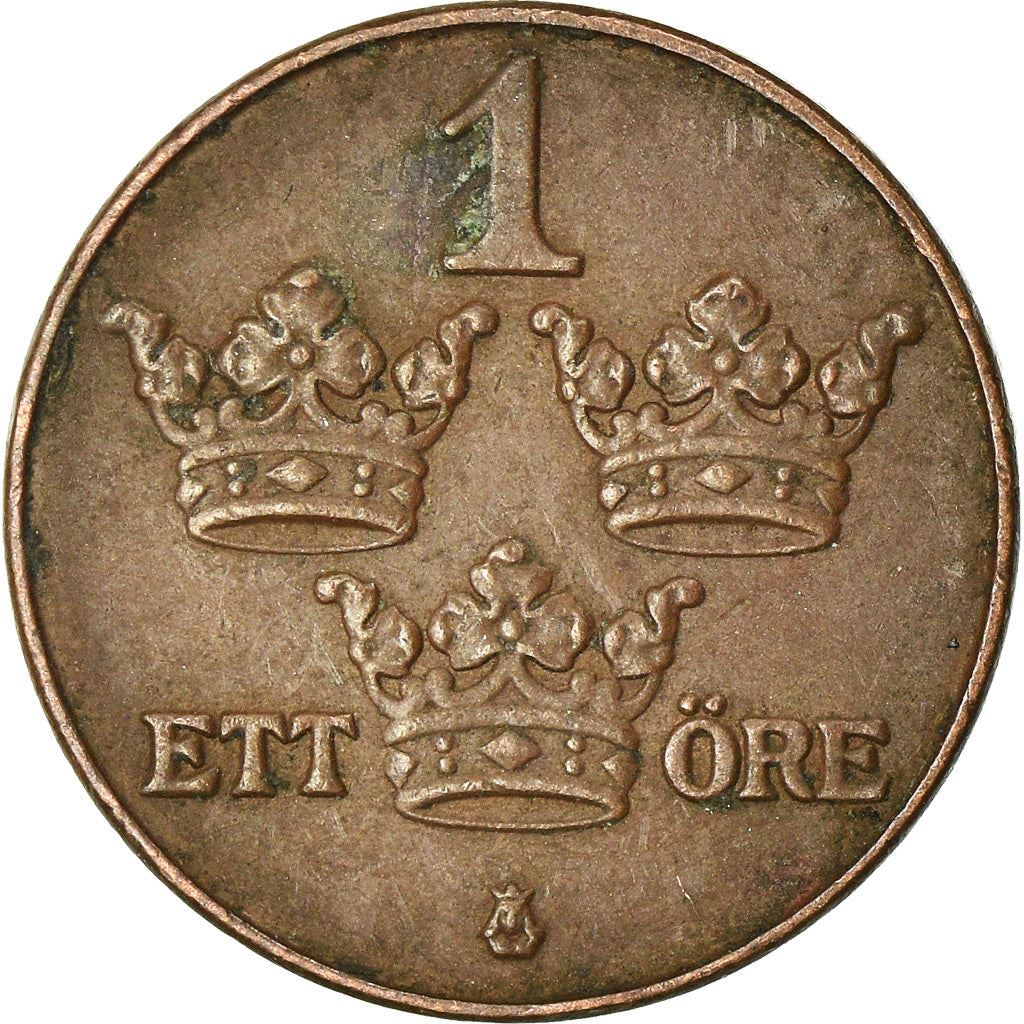 Swedish 1 Ore Coin | King Gustaf V | Sweden | 1910 - 1950