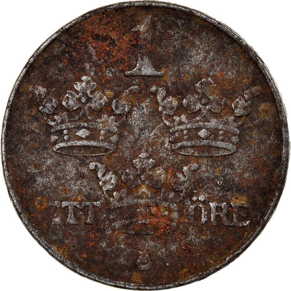 Swedish 1 Ore Coin | King Gustaf V | Sweden | Iron | 1942 - 1950