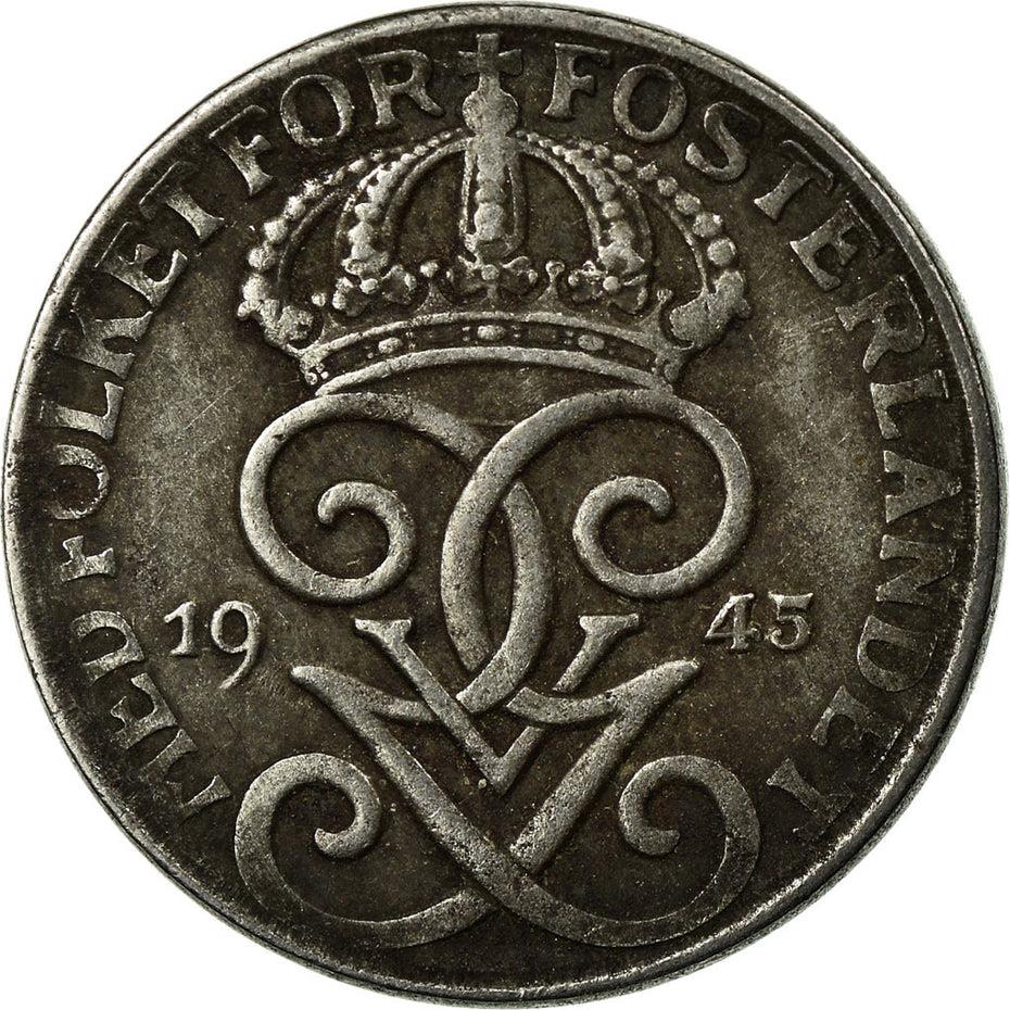 Swedish 1 Ore Coin | King Gustaf V | Sweden | Iron | 1942 - 1950