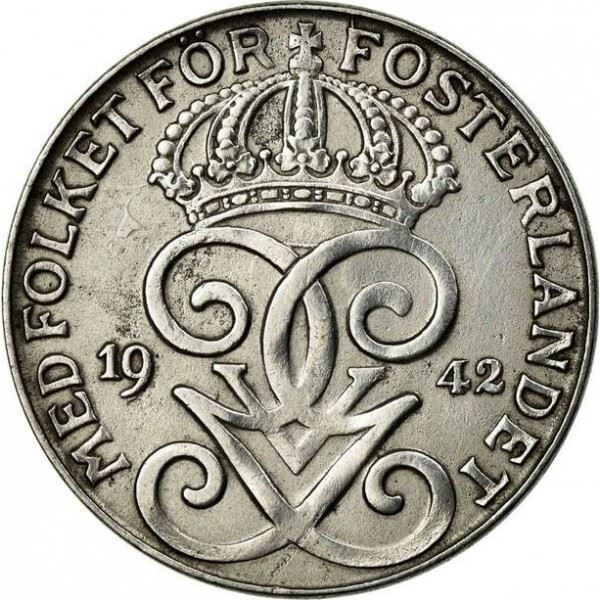 Swedish 1 Ore Coin | King Gustaf V | Sweden | Iron | 1942 - 1950