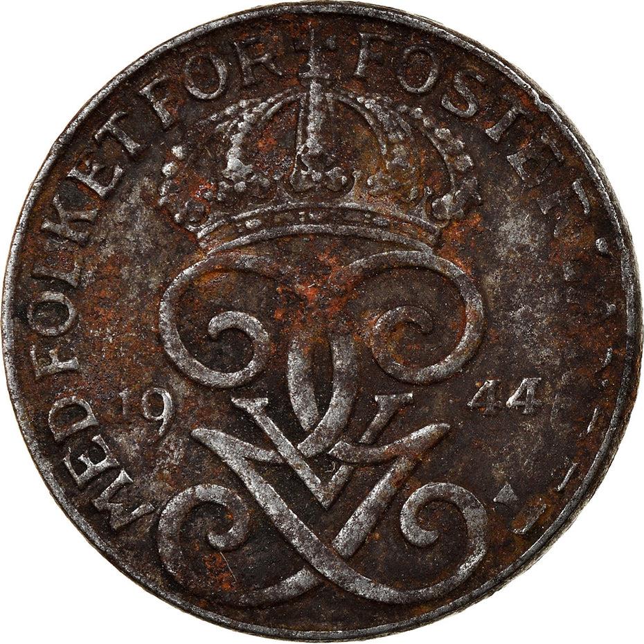 Swedish 1 Ore Coin | King Gustaf V | Sweden | Iron | 1942 - 1950