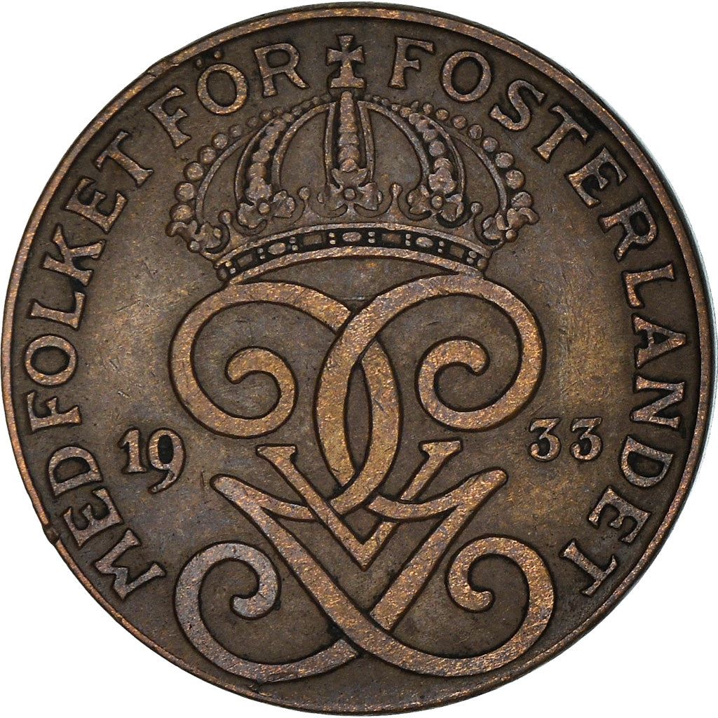 Swedish 2 Ore Coin | King Gustaf V | Sweden | 1909 - 1950