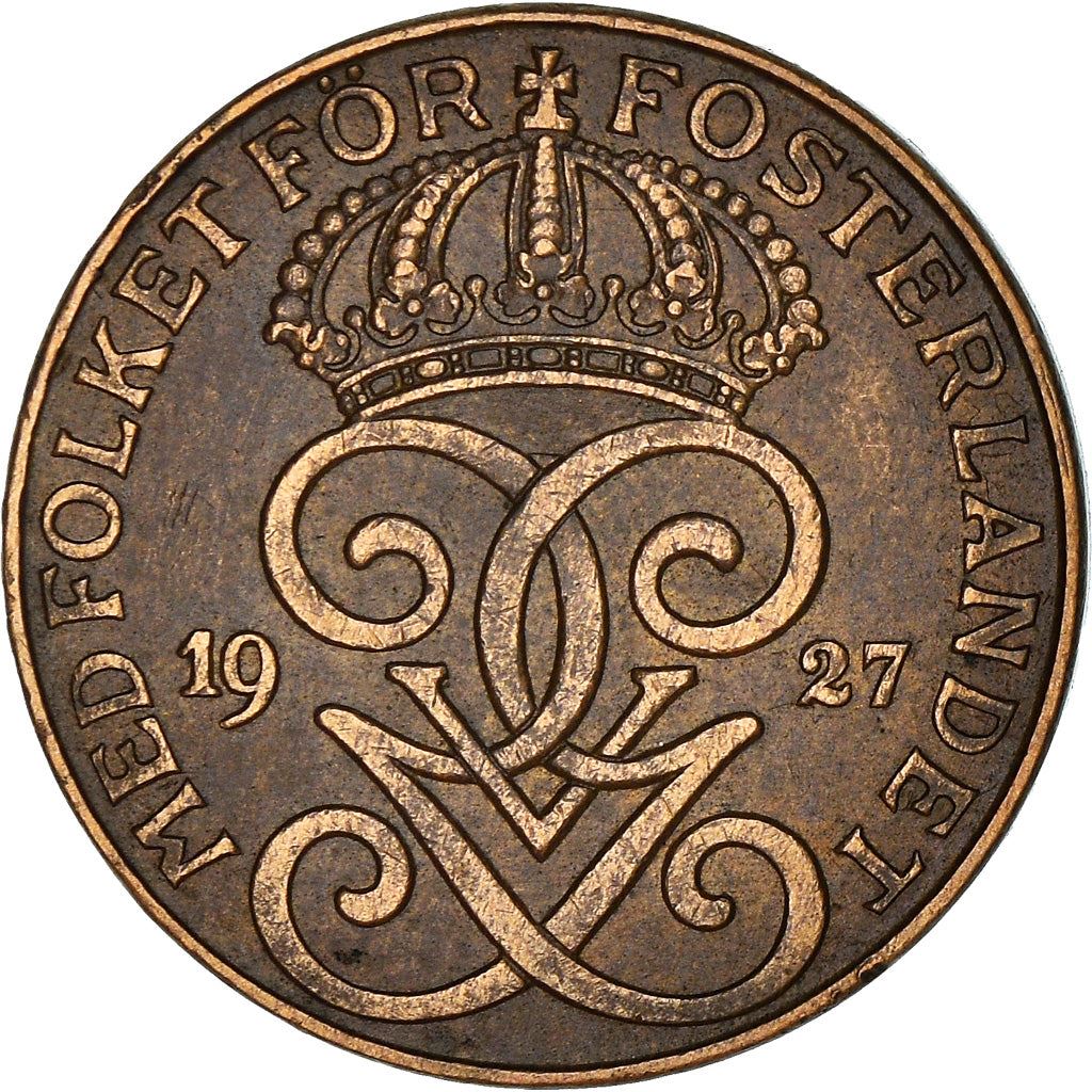 Swedish 2 Ore Coin | King Gustaf V | Sweden | 1909 - 1950