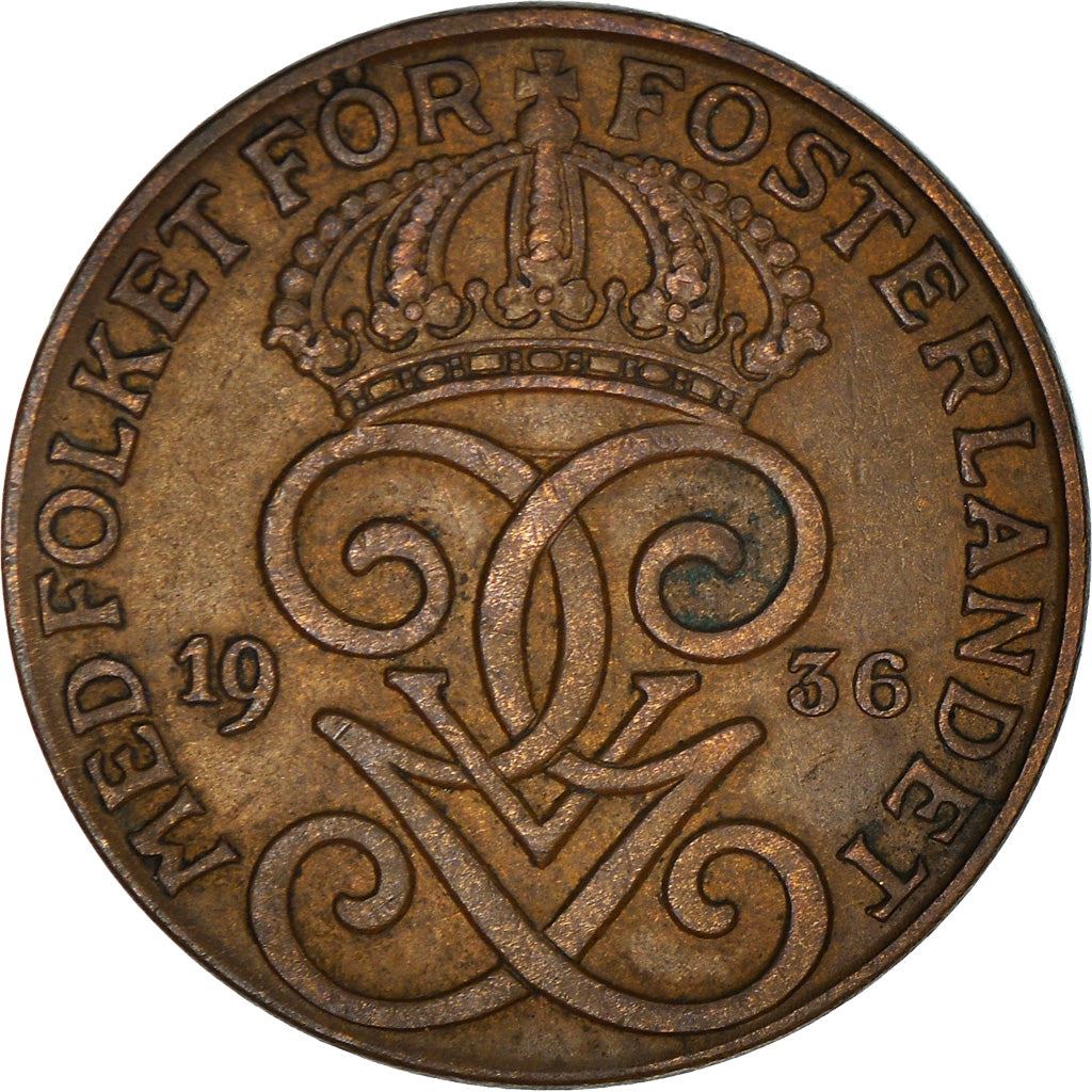 Swedish 2 Ore Coin | King Gustaf V | Sweden | 1909 - 1950