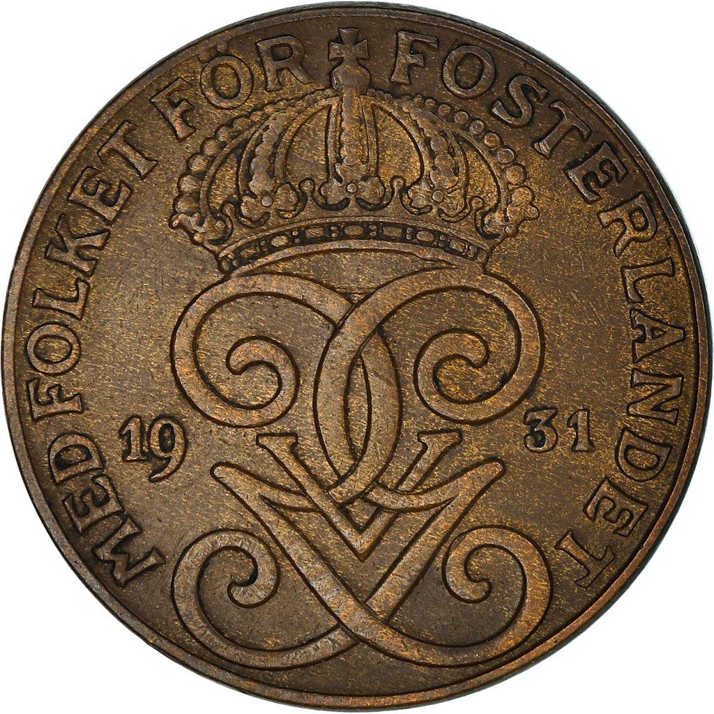 Swedish 2 Ore Coin | King Gustaf V | Sweden | 1909 - 1950