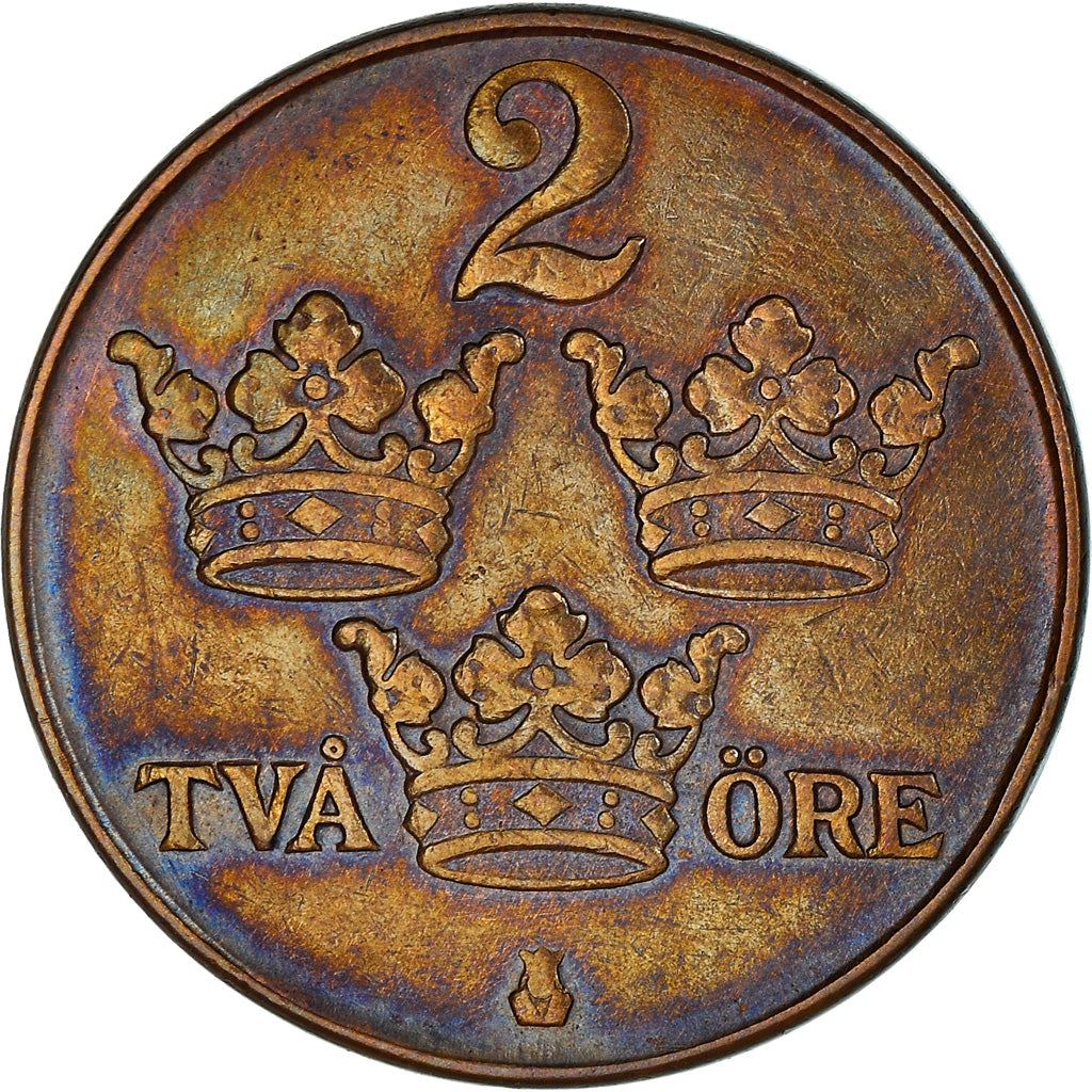 Swedish 2 Ore Coin | King Gustaf V | Sweden | 1909 - 1950