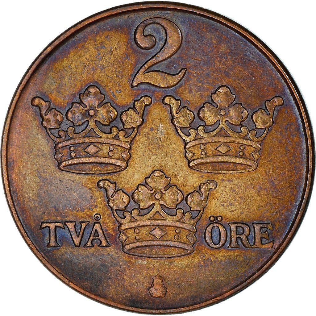 Swedish 2 Ore Coin | King Gustaf V | Sweden | 1909 - 1950