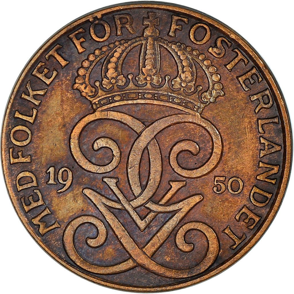 Swedish 2 Ore Coin | King Gustaf V | Sweden | 1909 - 1950