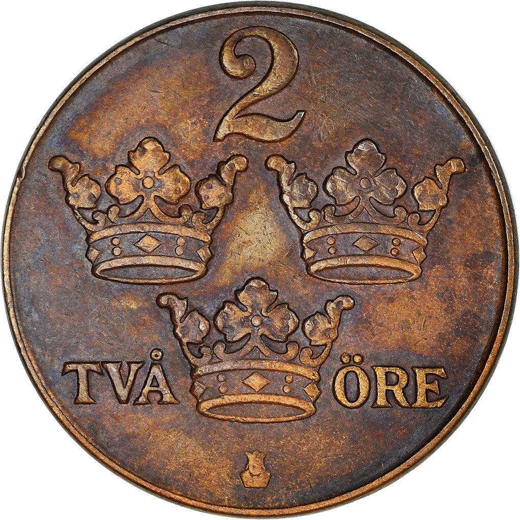 Swedish 2 Ore Coin | King Gustaf V | Sweden | 1909 - 1950