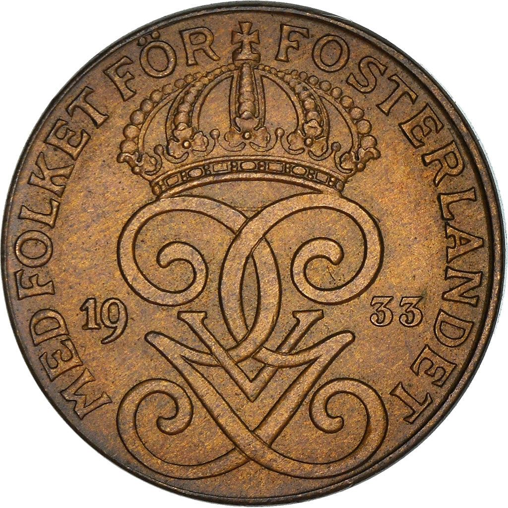 Swedish 2 Ore Coin | King Gustaf V | Sweden | 1909 - 1950