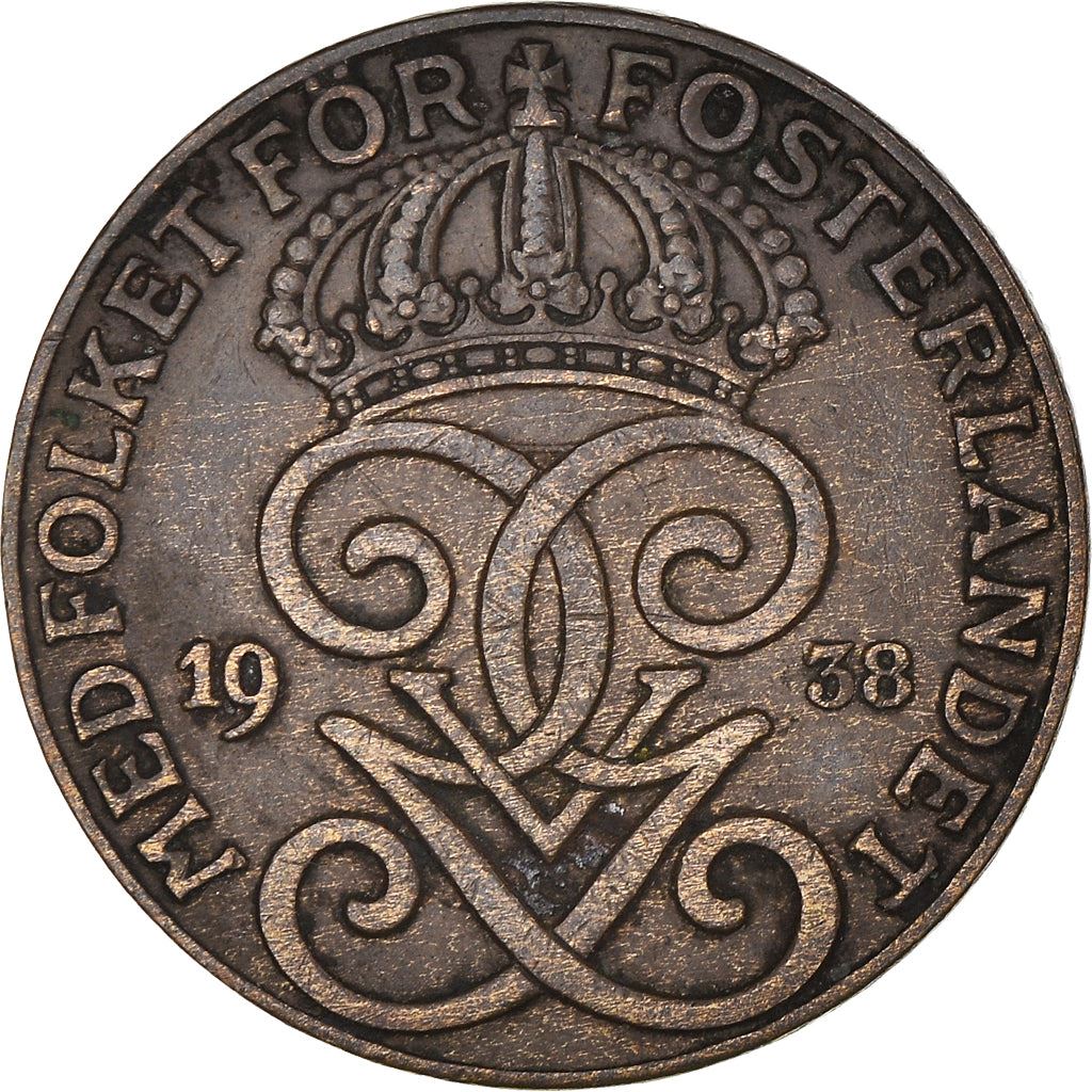 Swedish 2 Ore Coin | King Gustaf V | Sweden | 1909 - 1950