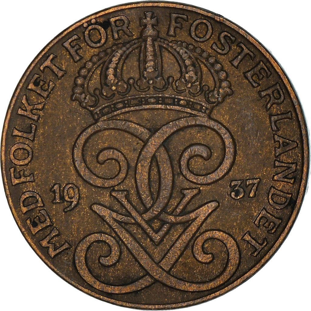 Swedish 2 Ore Coin | King Gustaf V | Sweden | 1909 - 1950