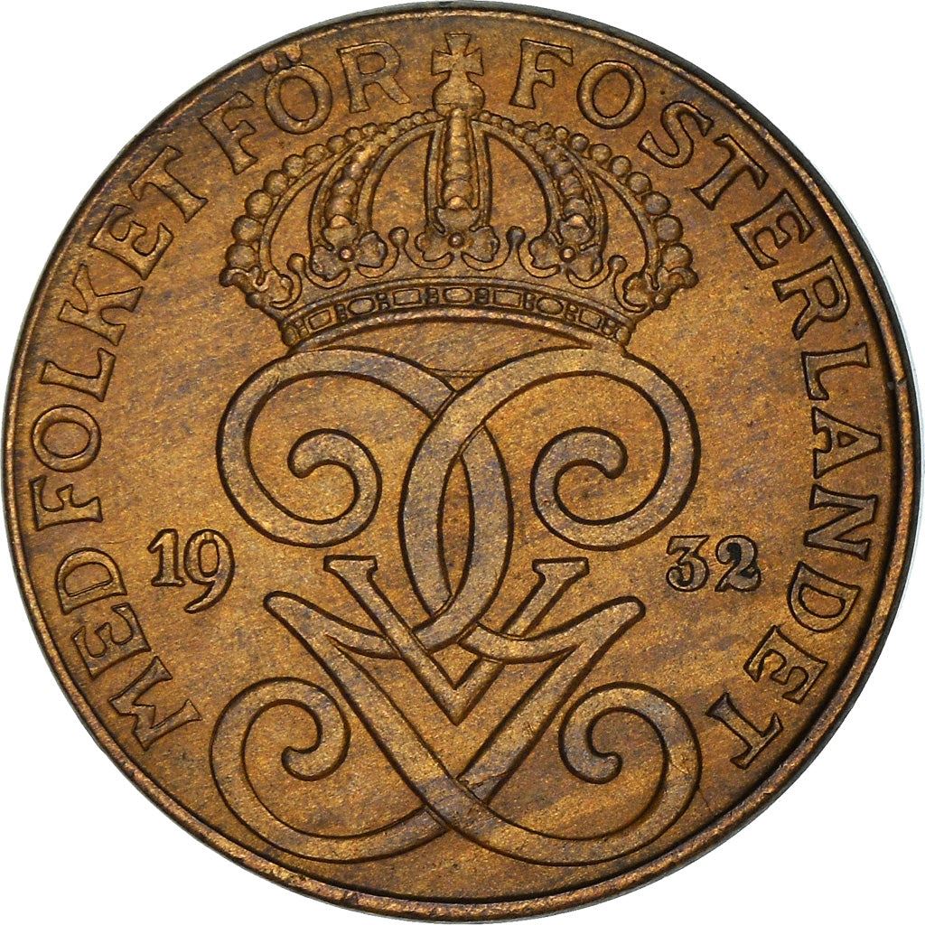 Swedish 2 Ore Coin | King Gustaf V | Sweden | 1909 - 1950