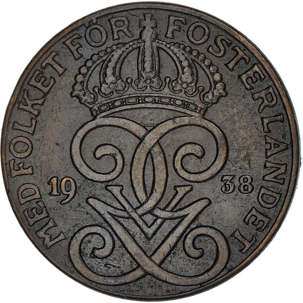 Swedish 2 Ore Coin | King Gustaf V | Sweden | 1909 - 1950