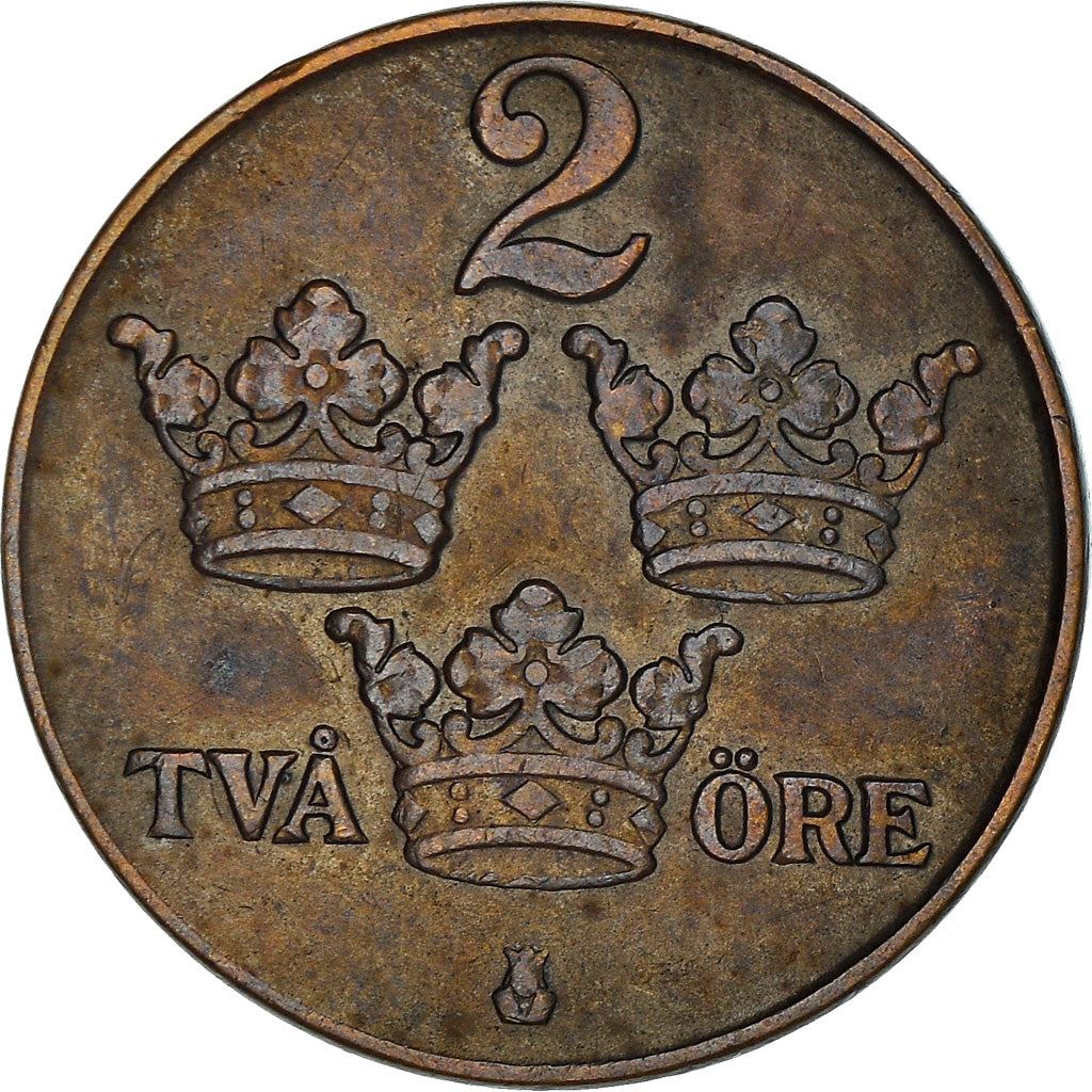 Swedish 2 Ore Coin | King Gustaf V | Sweden | 1909 - 1950