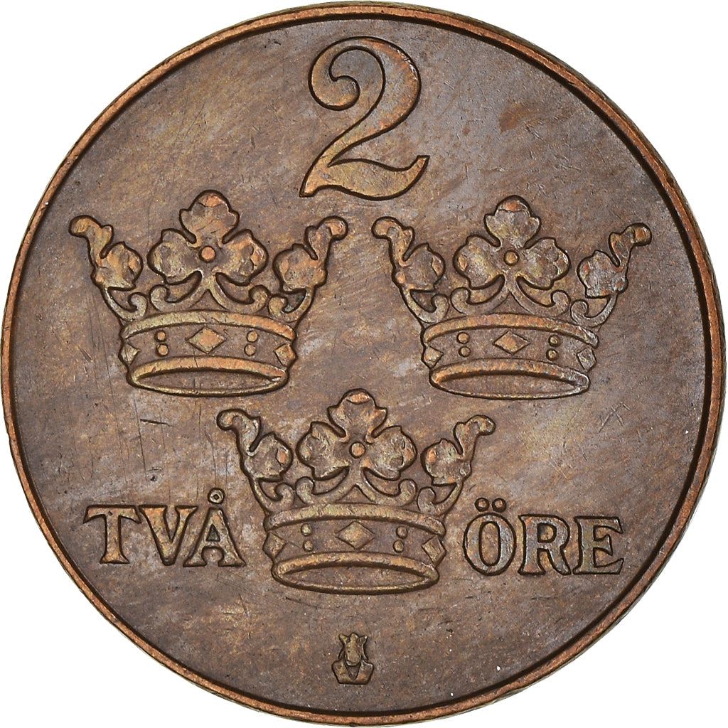 Swedish 2 Ore Coin | King Gustaf V | Sweden | 1909 - 1950