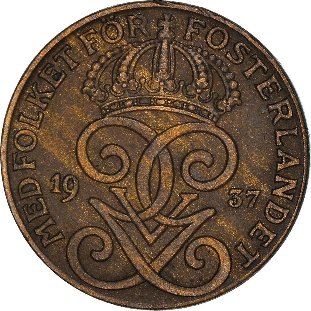 Swedish 2 Ore Coin | King Gustaf V | Sweden | 1909 - 1950