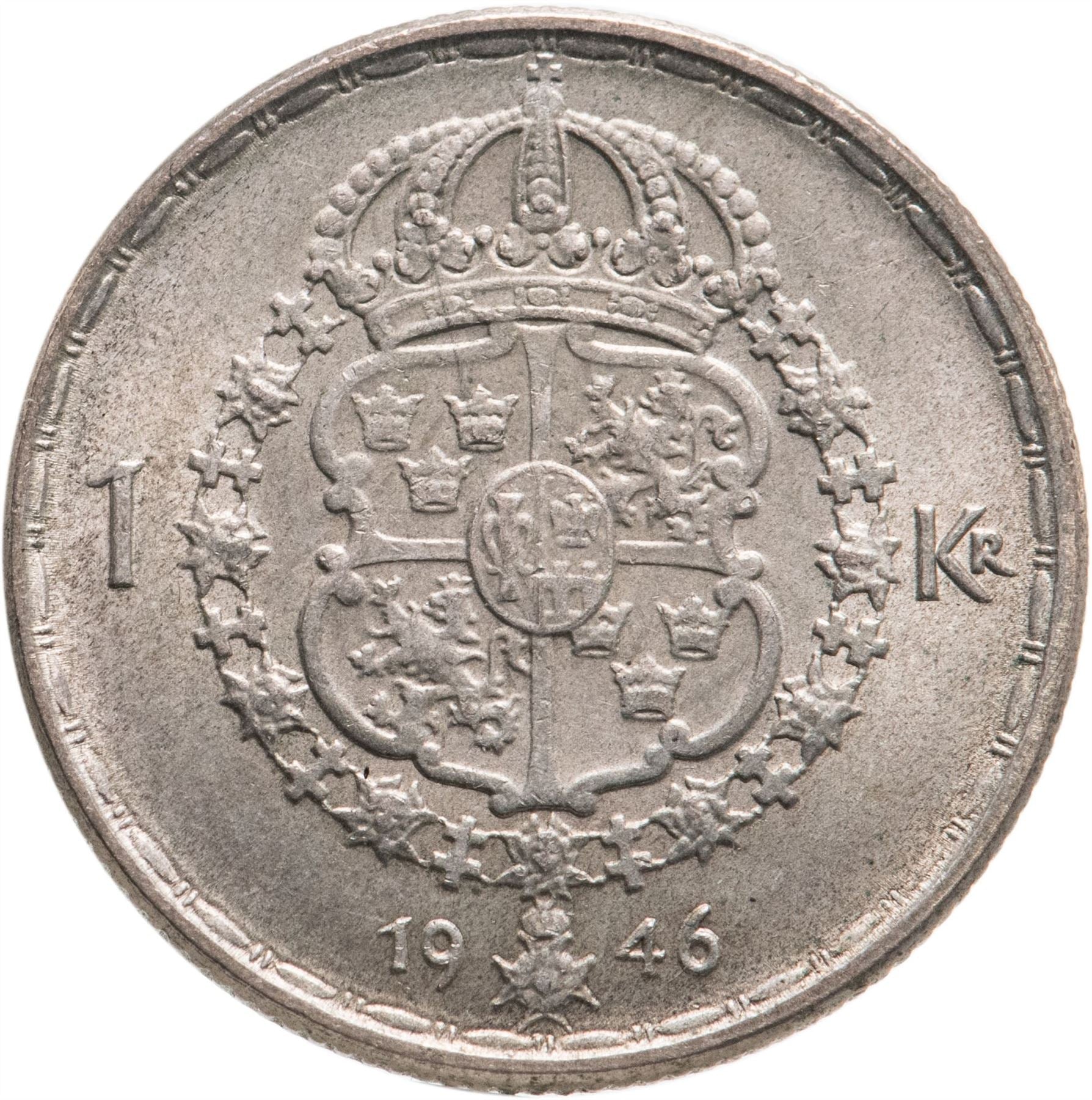 Swedish Coin 1 Krona | King Gustaf V | Sweden | 1942 - 1950