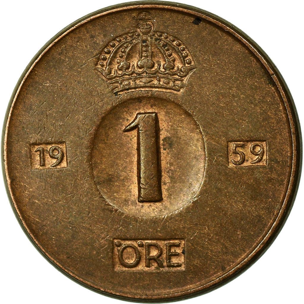 Swedish Coin 1 Öre | Gustaf VI Adolf | Crown | Sweden | 1952 - 1971