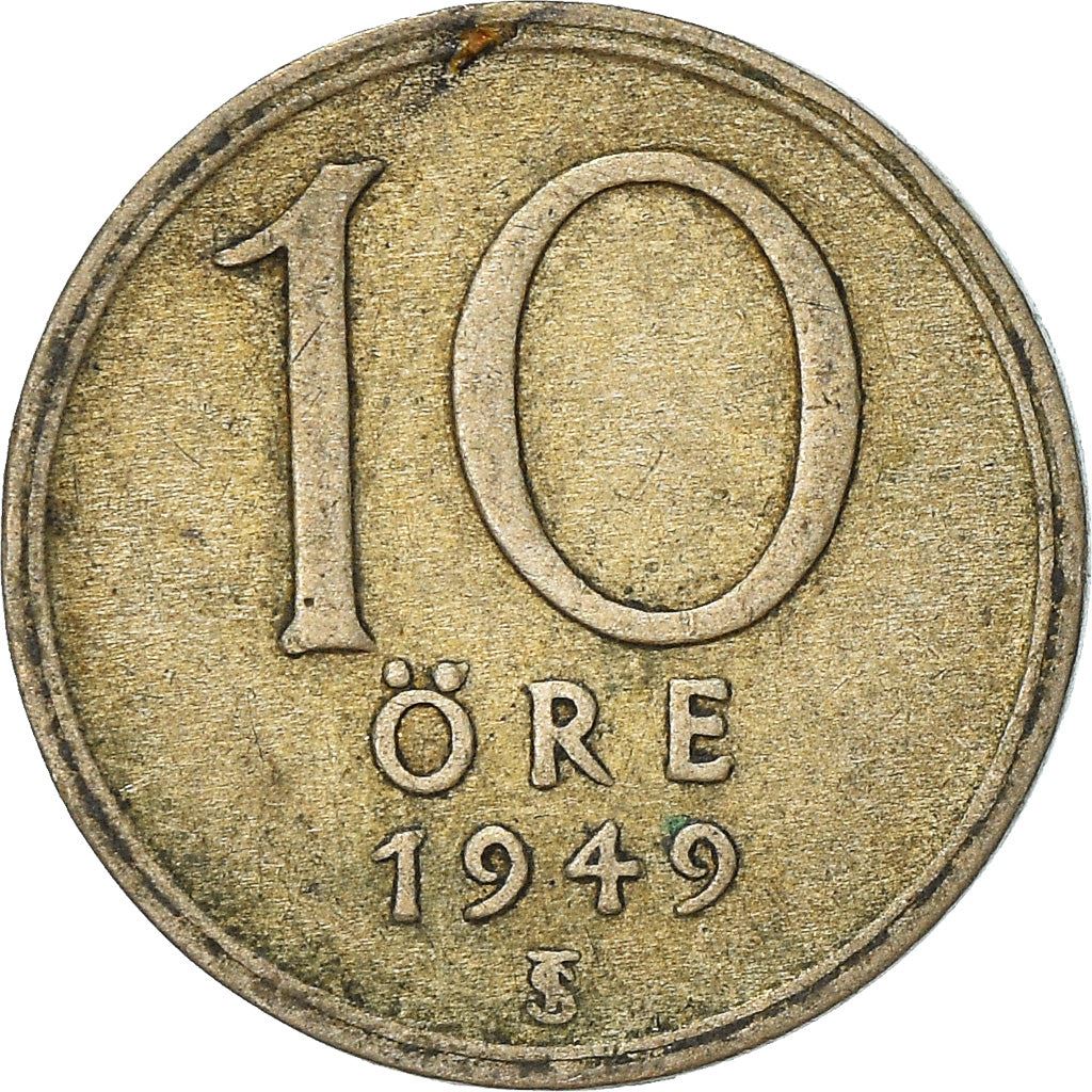 Swedish Coin 10 Ore Coin | King Gustaf V | Sweden | 1942 - 1950