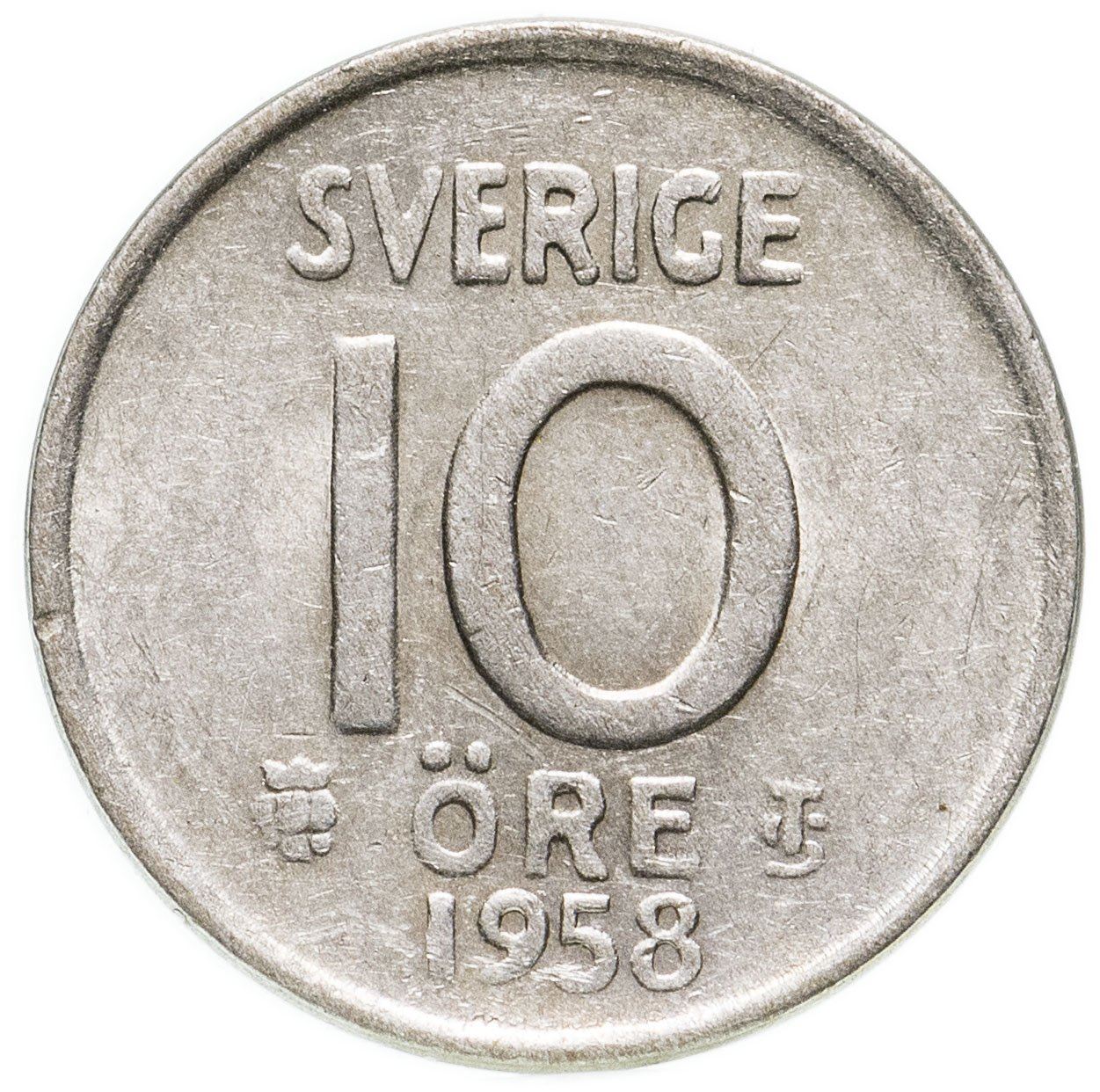 Swedish Coin 10 Ore Coin | King Gustaf VI Adolf | Crown | Sweden | 1952 - 1962