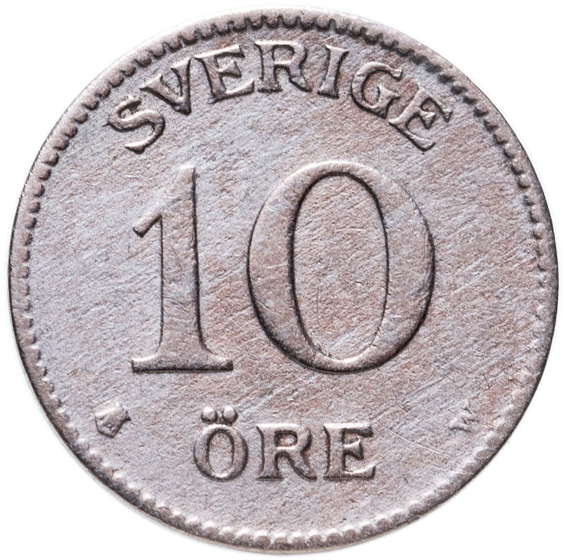 Swedish Coin 10 Öre | King Gustaf V | Crown | Sweden | 1909 - 1942