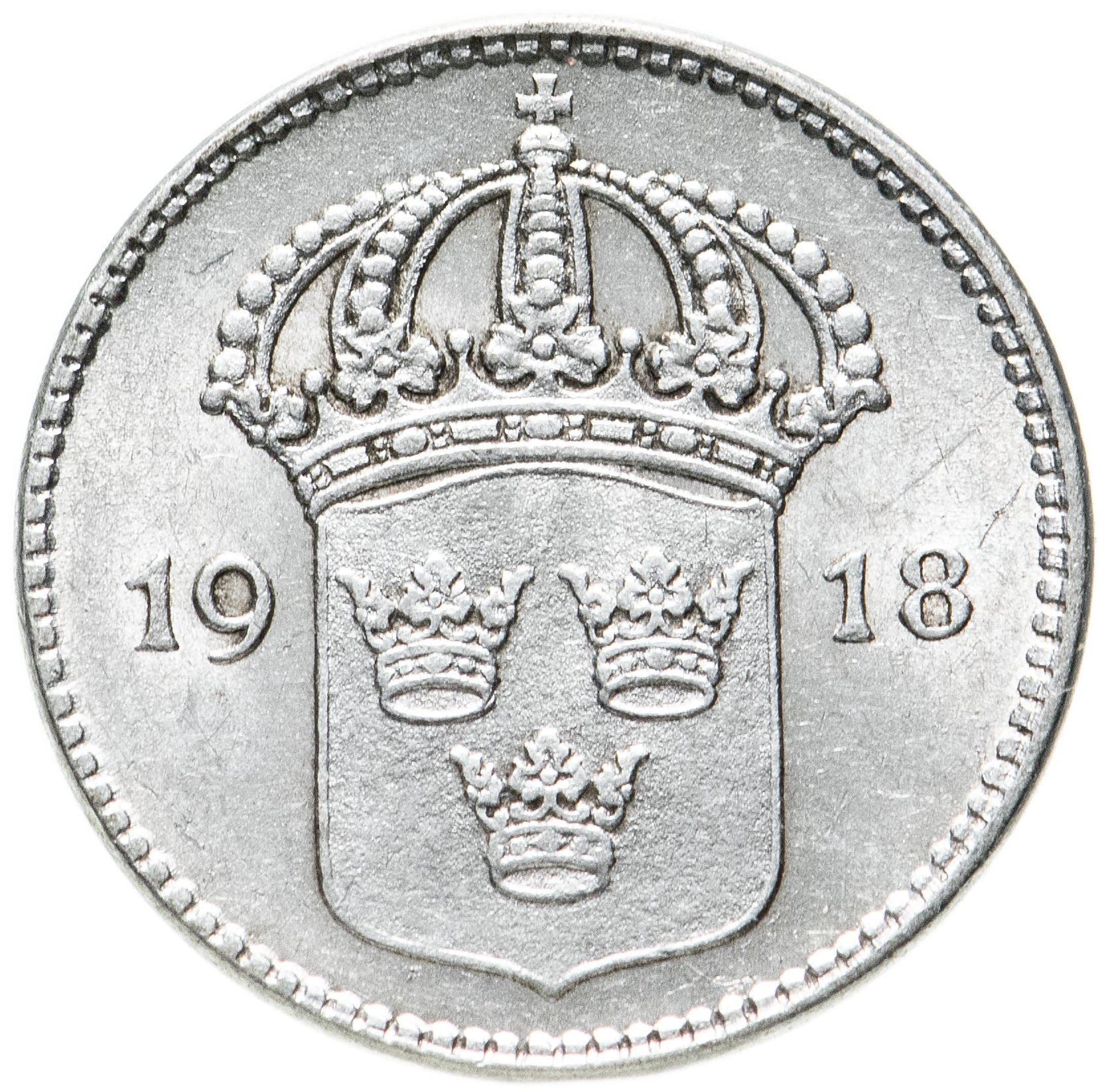 Swedish Coin 10 Öre | King Gustaf V | Crown | Sweden | 1909 - 1942