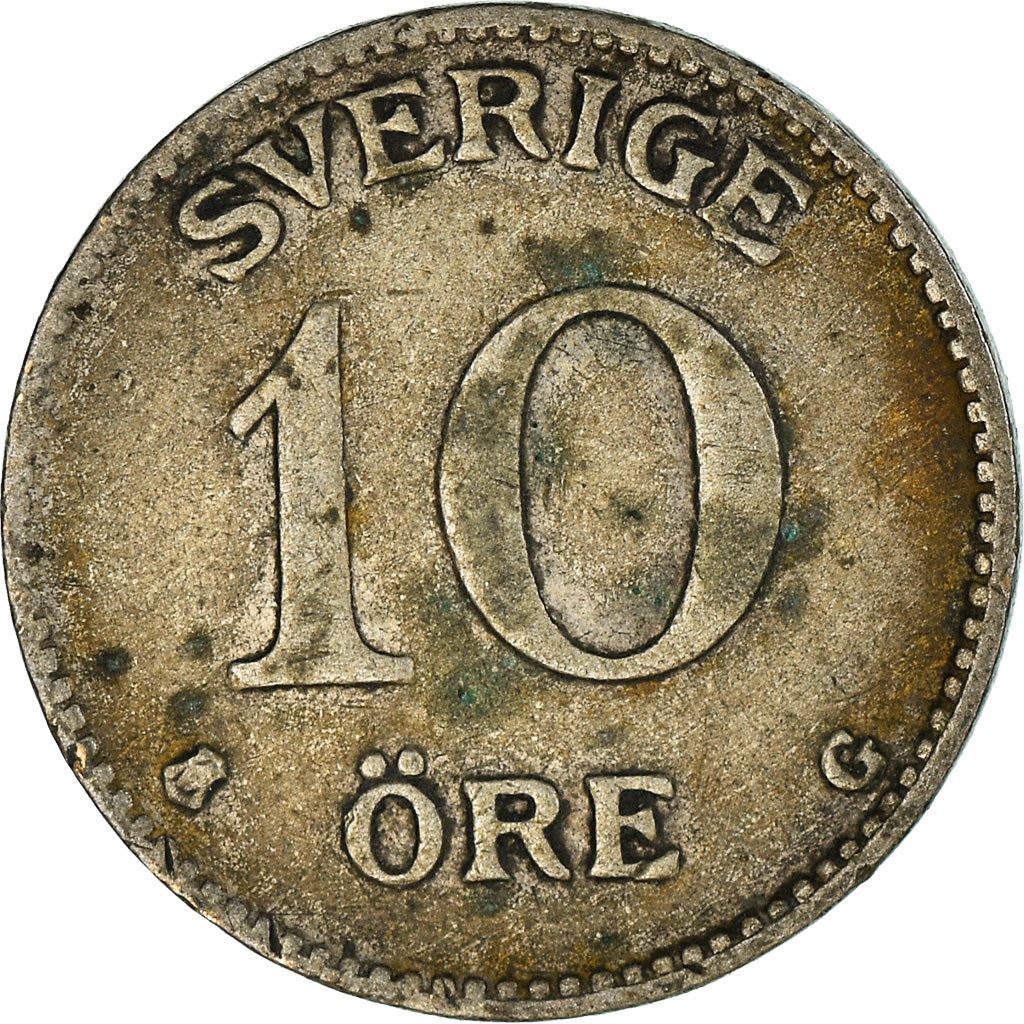 Swedish Coin 10 Öre | King Gustaf V | Crown | Sweden | 1909 - 1942