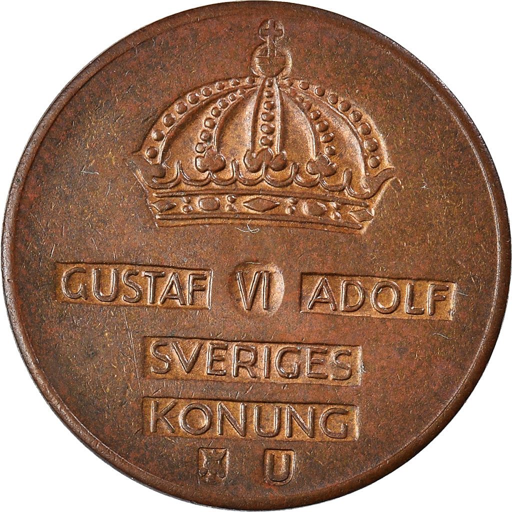 Swedish Coin 2 Öre | Gustaf VI Adolf | Crown | Sweden | 1952 - 1971