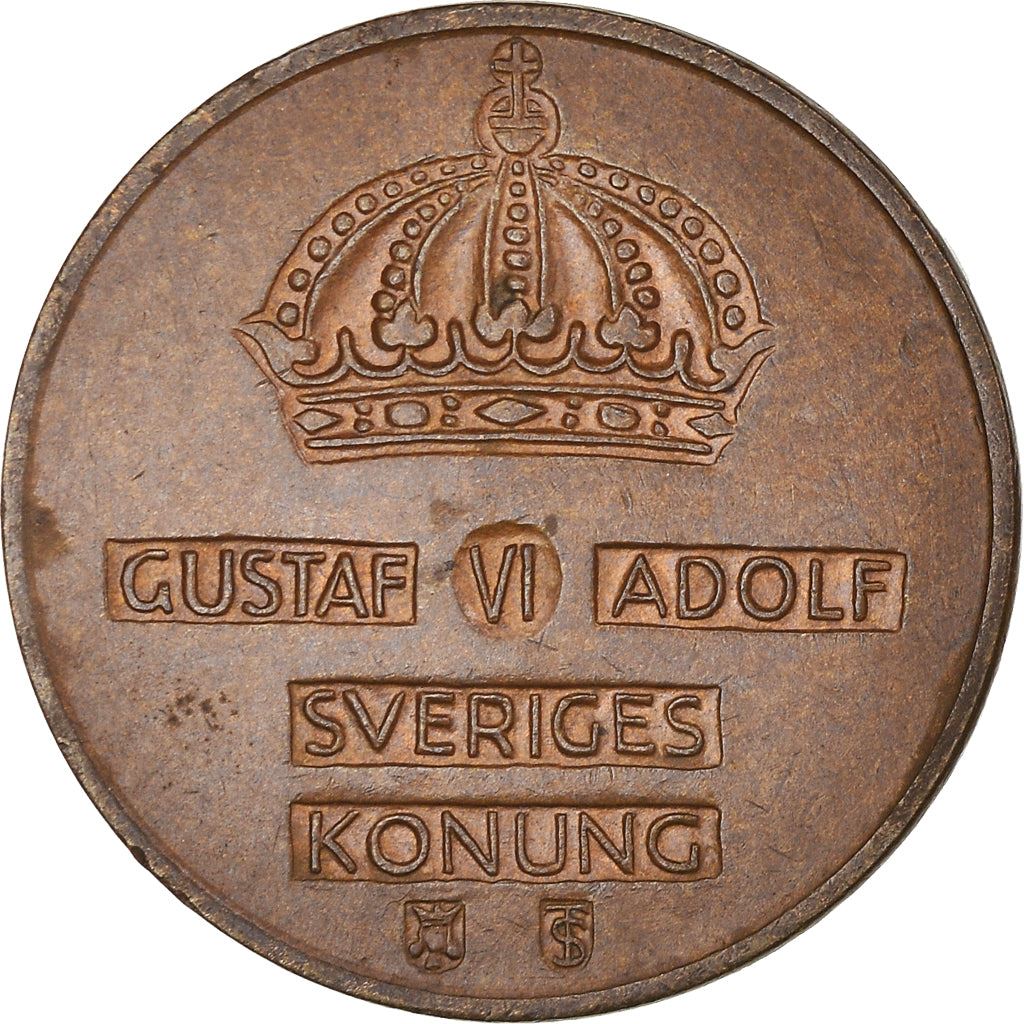 Swedish Coin 2 Öre | Gustaf VI Adolf | Crown | Sweden | 1952 - 1971