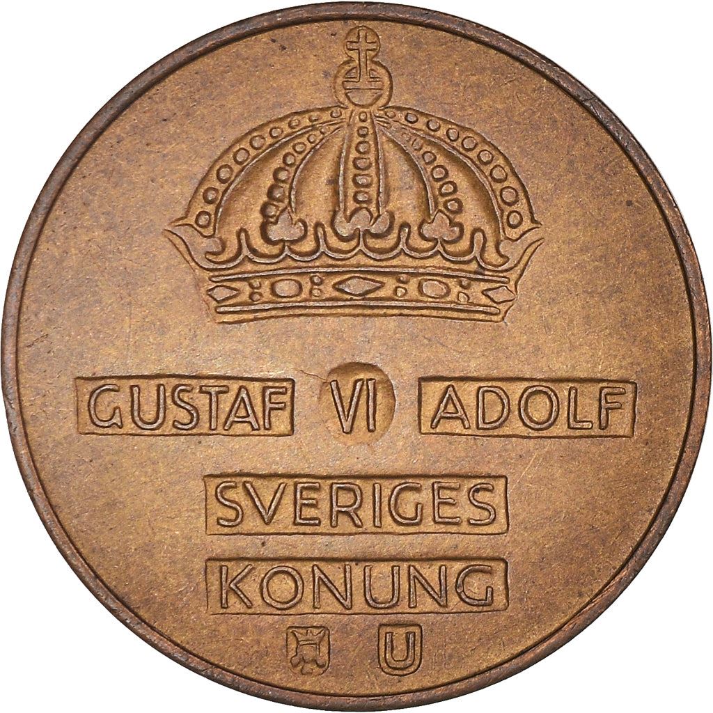 Swedish Coin 2 Öre | Gustaf VI Adolf | Crown | Sweden | 1952 - 1971