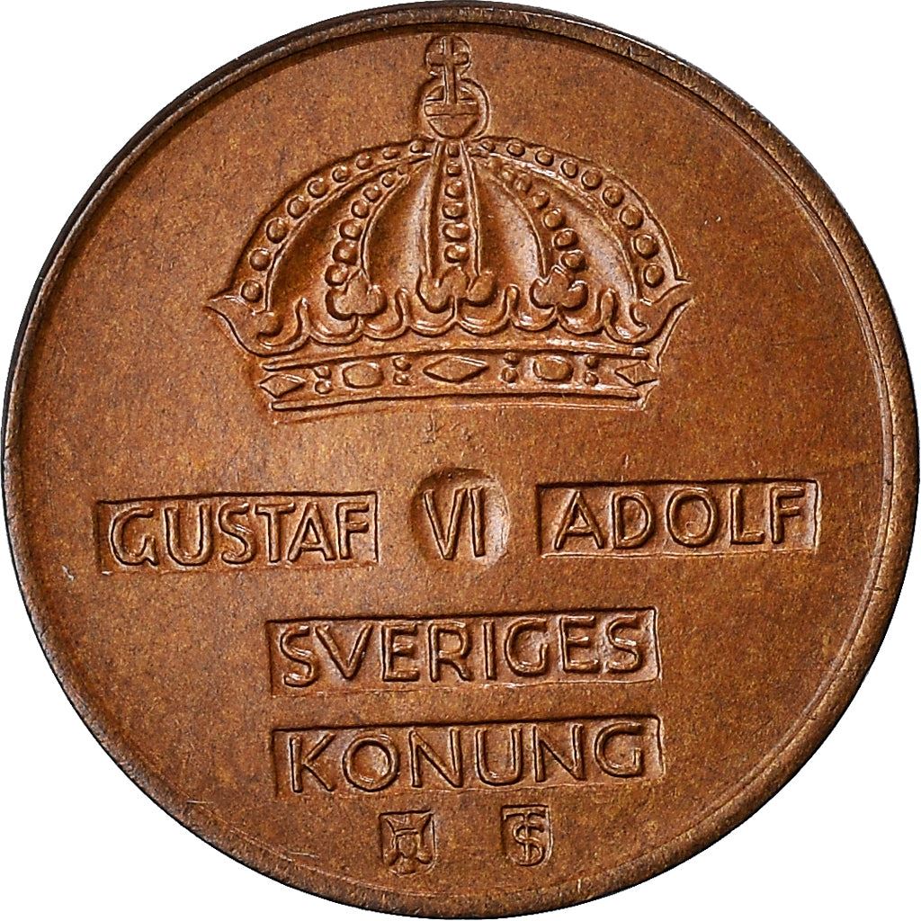 Swedish Coin 2 Öre | Gustaf VI Adolf | Crown | Sweden | 1952 - 1971