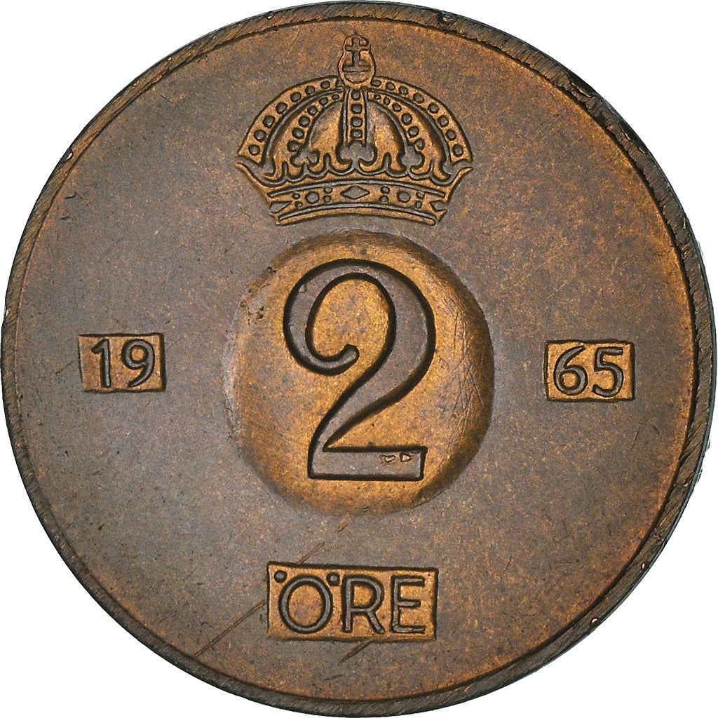 Swedish Coin 2 Öre | Gustaf VI Adolf | Crown | Sweden | 1952 - 1971