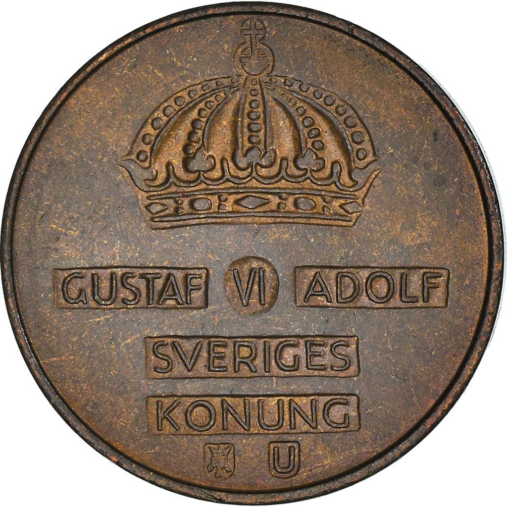 Swedish Coin 2 Öre | Gustaf VI Adolf | Crown | Sweden | 1952 - 1971