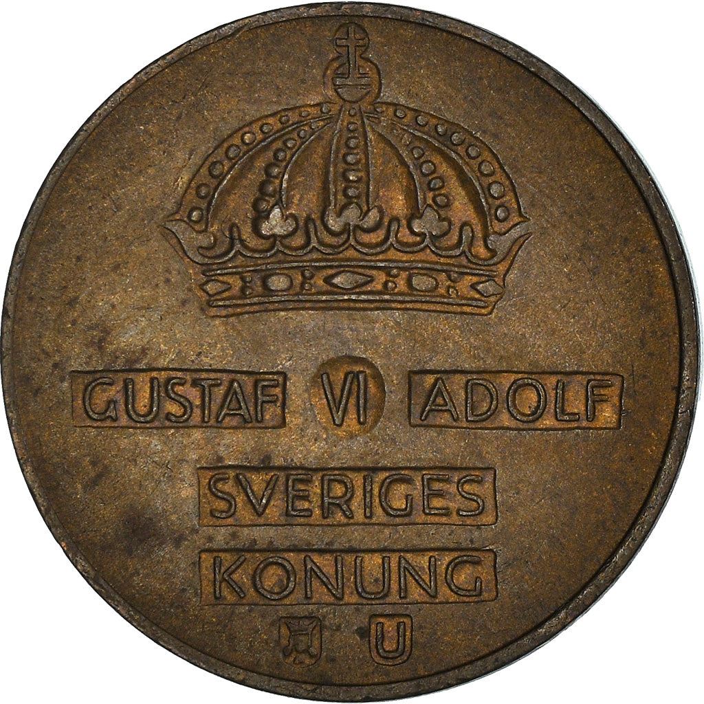 Swedish Coin 2 Öre | Gustaf VI Adolf | Crown | Sweden | 1952 - 1971