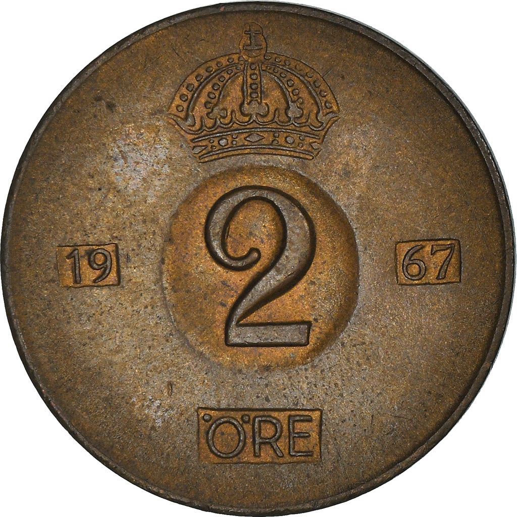 Swedish Coin 2 Öre | Gustaf VI Adolf | Crown | Sweden | 1952 - 1971