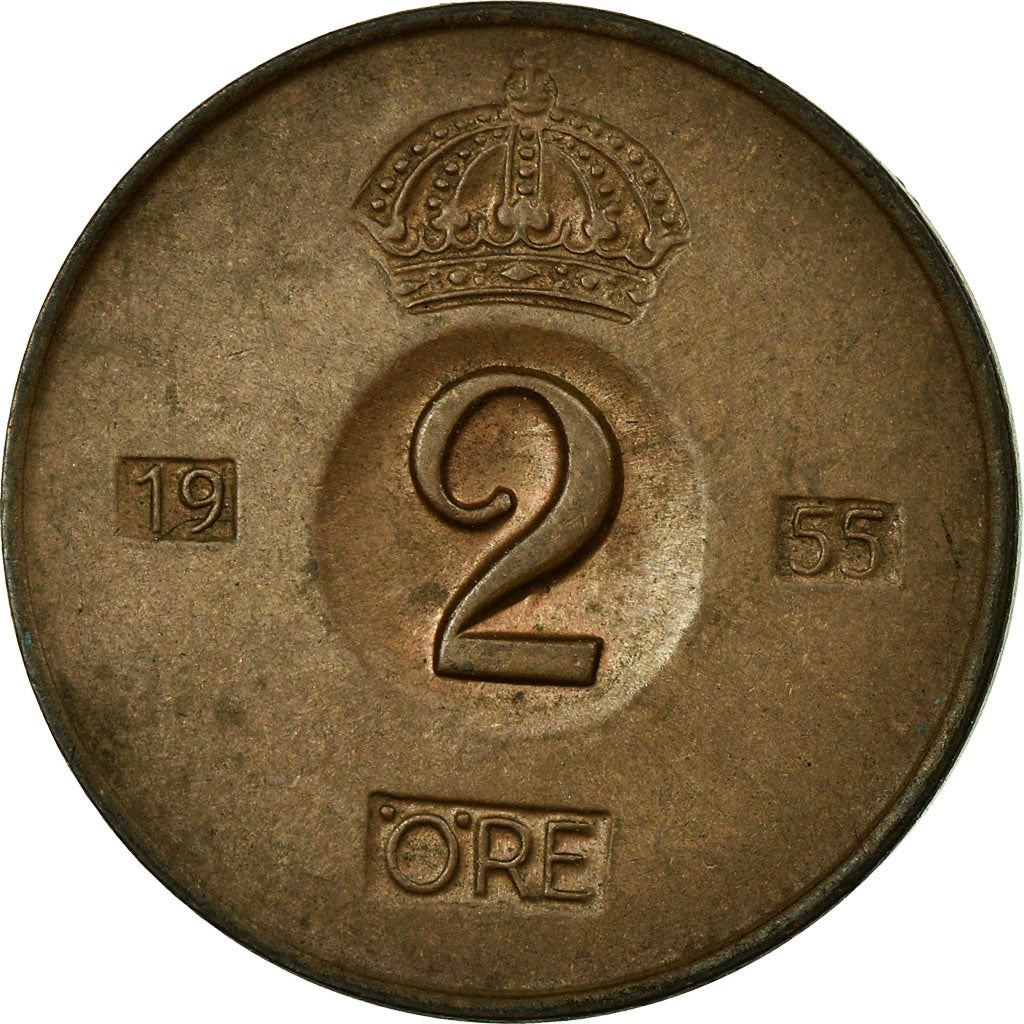 Swedish Coin 2 Öre | Gustaf VI Adolf | Crown | Sweden | 1952 - 1971