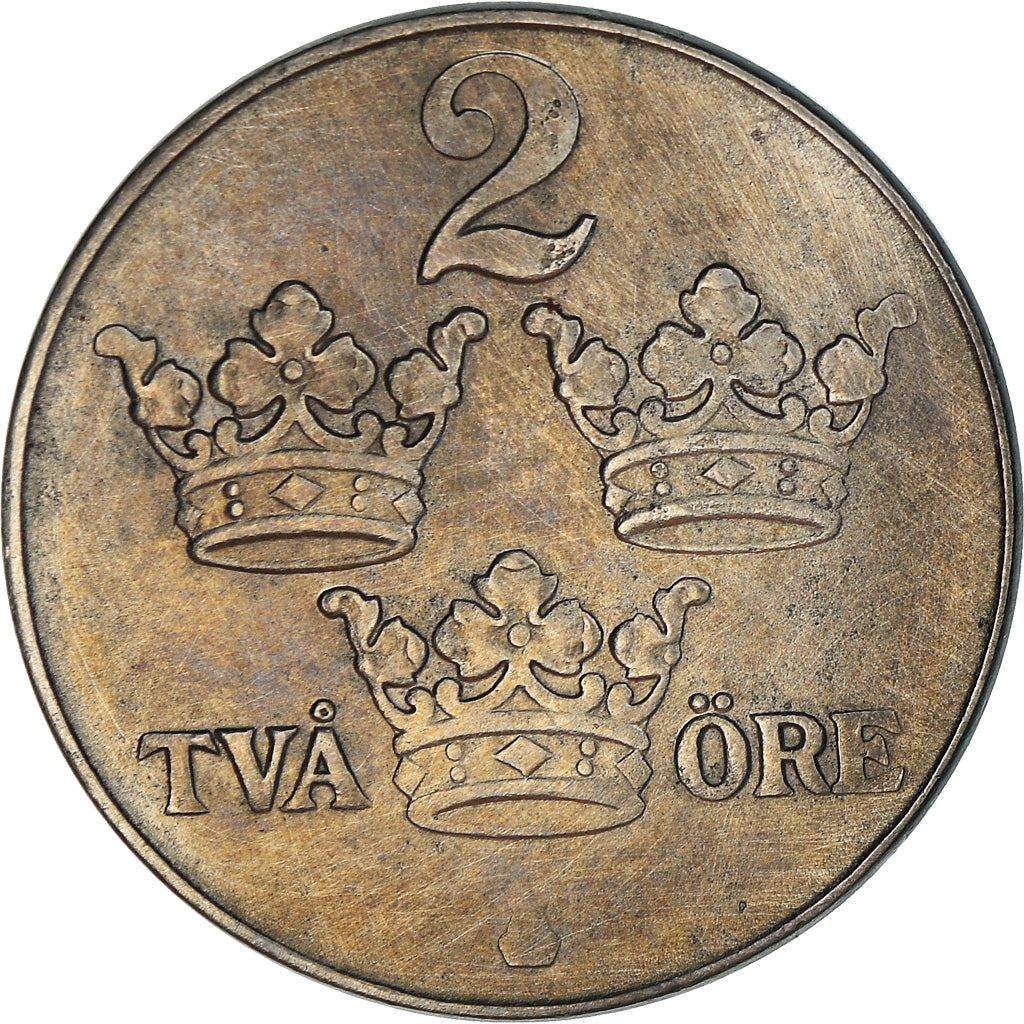 Swedish Coin 2 Öre | King Gustaf V | Sweden | 1942 - 1950