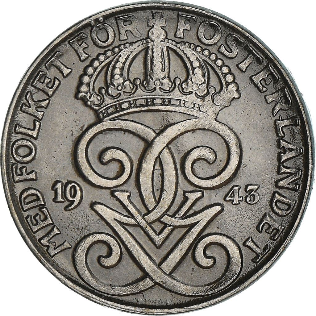 Swedish Coin 2 Öre | King Gustaf V | Sweden | 1942 - 1950