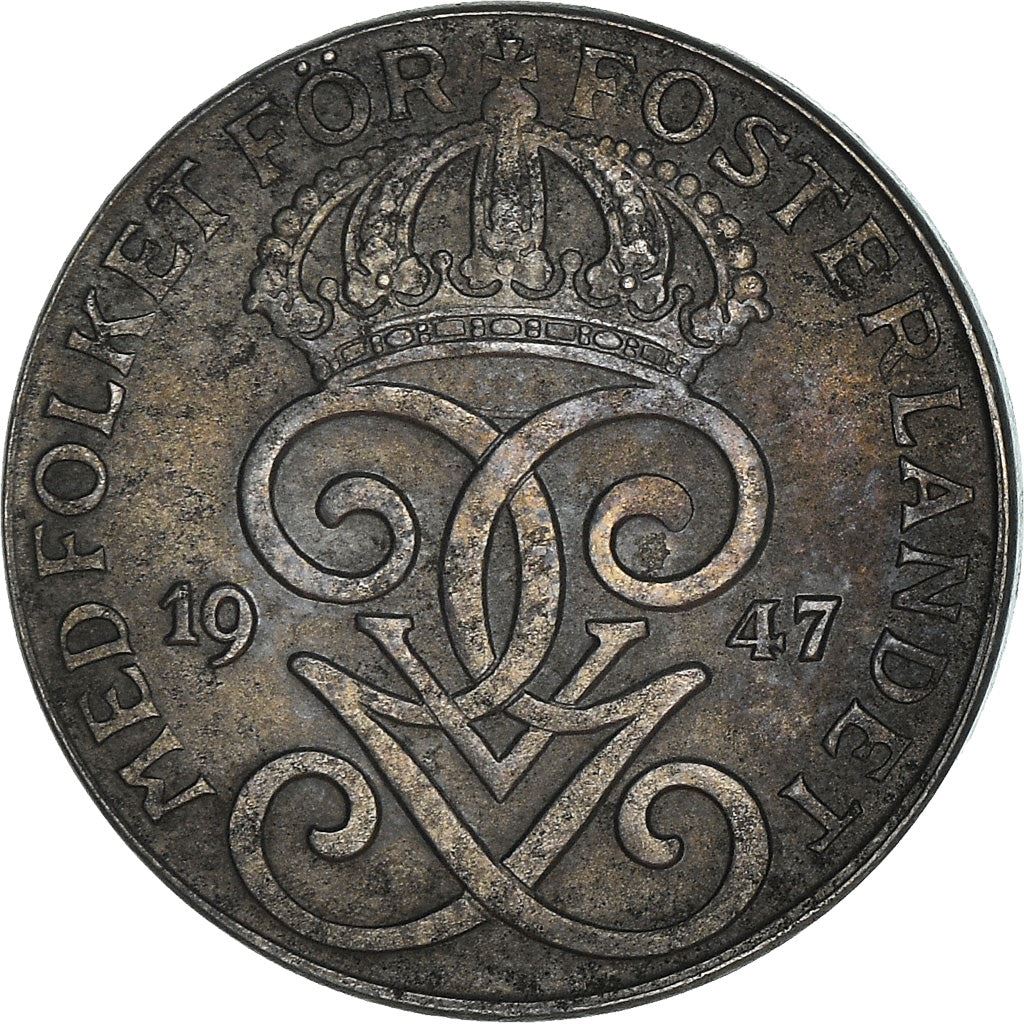 Swedish Coin 2 Öre | King Gustaf V | Sweden | 1942 - 1950