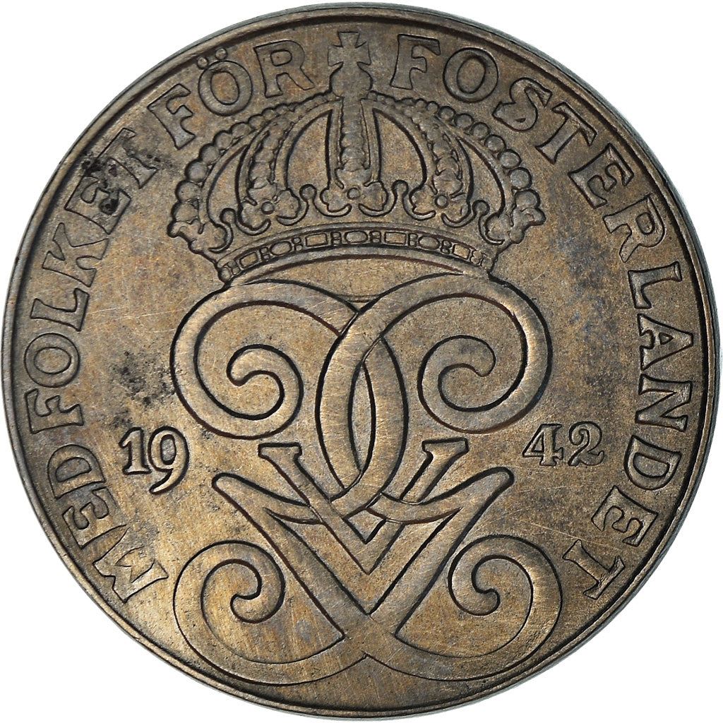 Swedish Coin 2 Öre | King Gustaf V | Sweden | 1942 - 1950