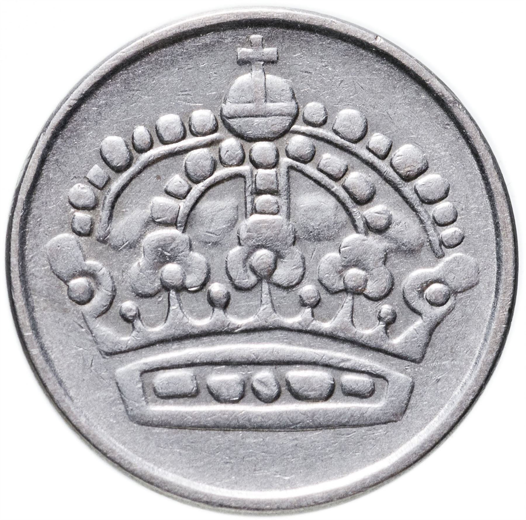 Swedish Coin 25 Ore Coin | King Gustaf VI Adolf | Crown | Sweden | 1952 - 1961