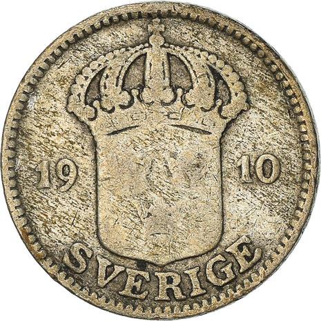 Swedish Coin 25 Öre | King Gustaf V | Shield | Sweden | 1910 - 1941