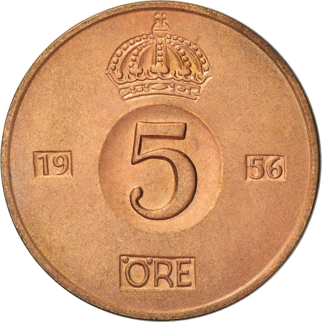 Swedish Coin 5 Öre | Gustaf VI Adolf | Crown | Sweden | 1952 - 1971