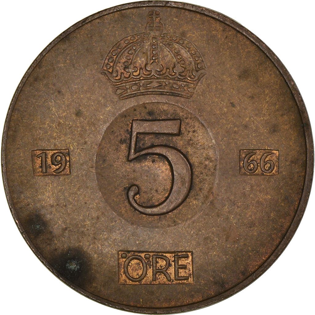 Swedish Coin 5 Öre | Gustaf VI Adolf | Crown | Sweden | 1952 - 1971