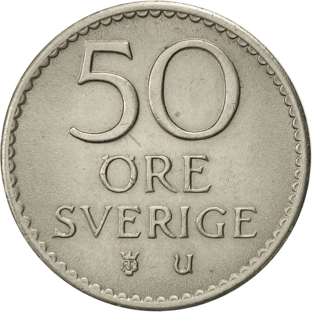 Swedish Coin 50 Öre | King Gustaf VI Adolf | Sweden | 1962 - 1973