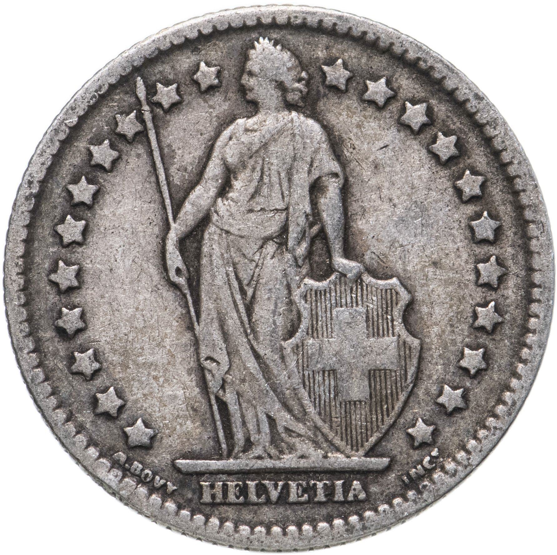 Switzerland Coin Swiss 1 Franc | Helvetia | KM24 | 1875 - 1967