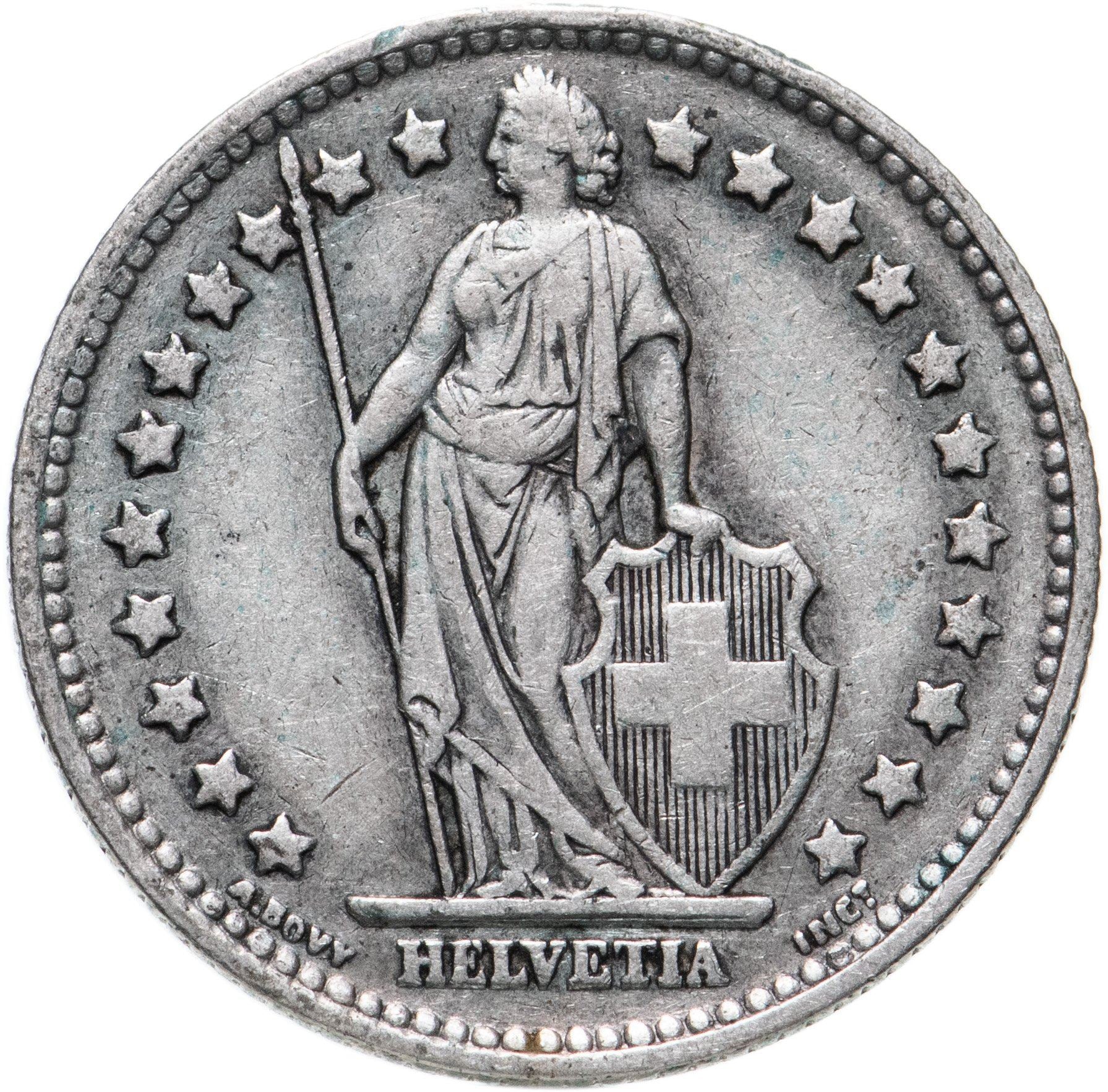 Switzerland Coin Swiss 1 Franc | Helvetia | KM24 | 1875 - 1967