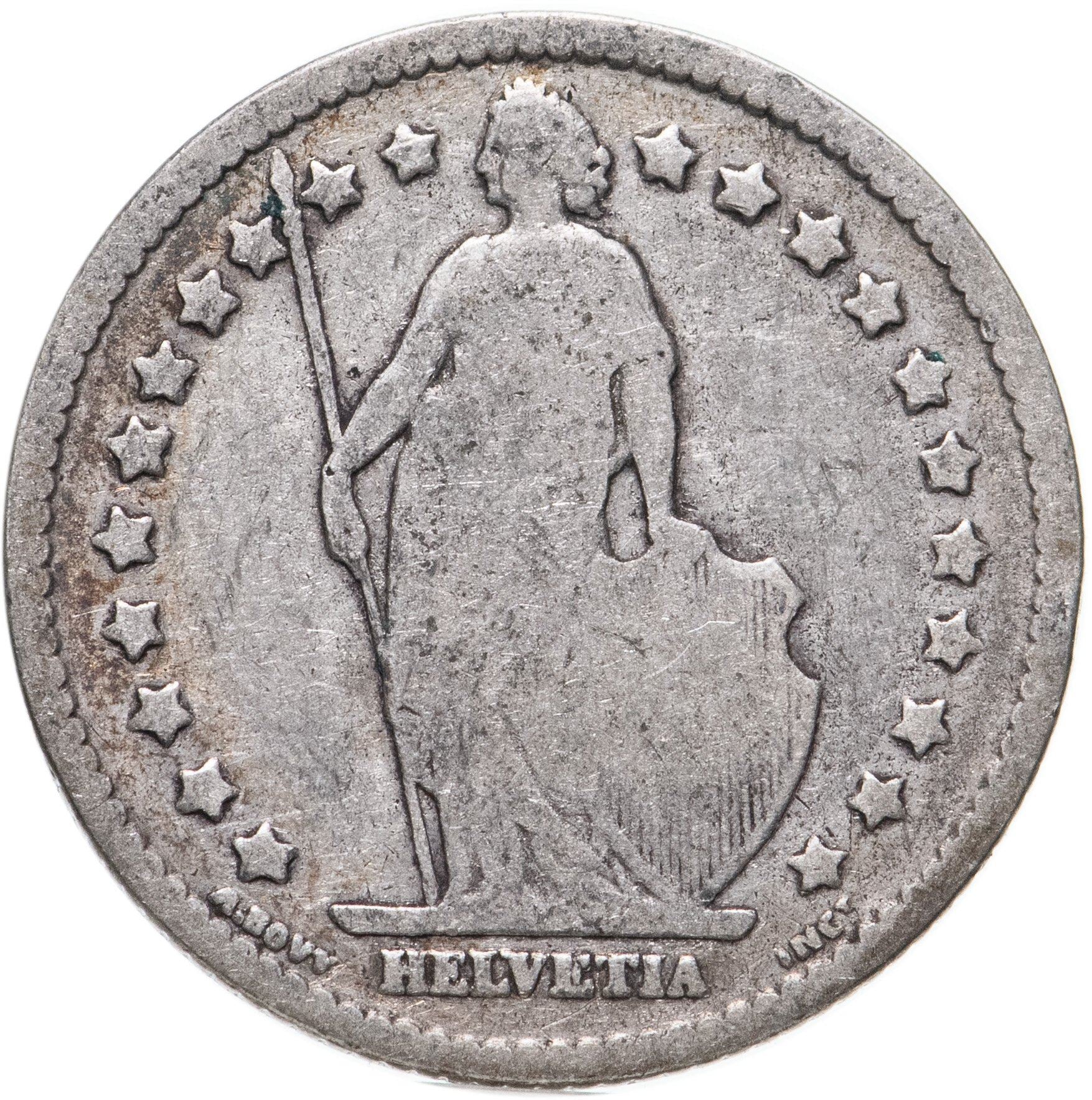 Switzerland Coin Swiss 1 Franc | Helvetia | KM24 | 1875 - 1967