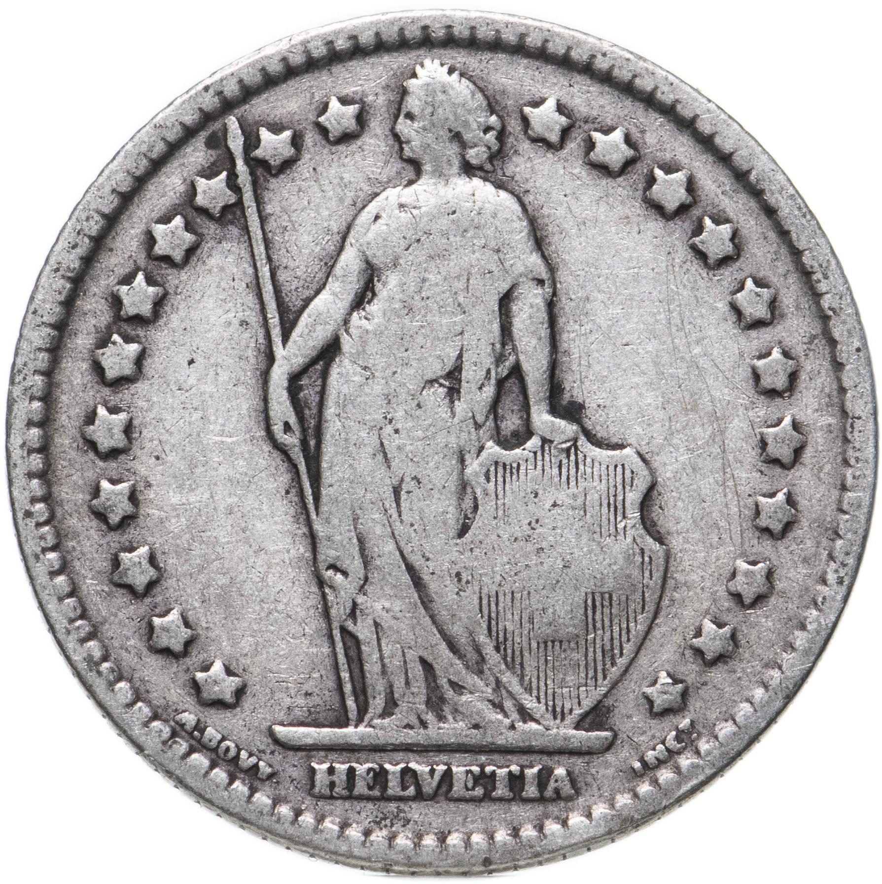 Switzerland Coin Swiss 1 Franc | Helvetia | KM24 | 1875 - 1967